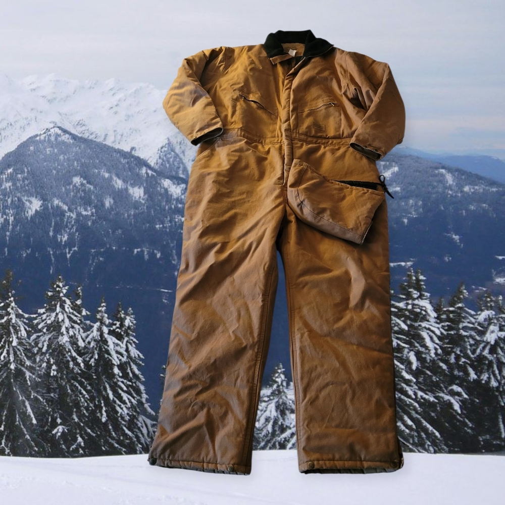 Brown Insulated Coveralls with Cap